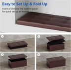 Folding Ottoman Bench Storage Box with Lid Large