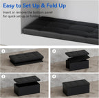 Folding Ottoman Bench Storage Box with Lid Large