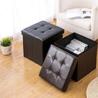 Folding Ottoman Bench Storage Box with Lid Large