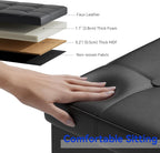 Folding Ottoman Bench Storage Box with Lid Large