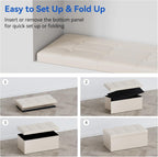 Folding Ottoman Bench Storage Box with Lid Large