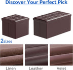 Folding Ottoman Bench Storage Box with Lid Large