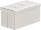 Folding Ottoman Bench Storage Box with Lid Large