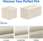 Folding Ottoman Bench Storage Box with Lid Large