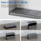Folding Ottoman Bench Storage Box with Lid Large