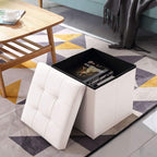 Folding Ottoman Bench Storage Box with Lid Large
