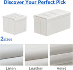 Folding Ottoman Bench Storage Box with Lid Large