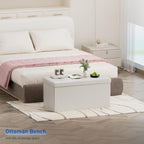 Folding Ottoman Bench Storage Box with Lid Large