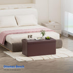 Folding Ottoman Bench Storage Box with Lid Large