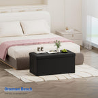 Folding Ottoman Bench Storage Box with Lid Large