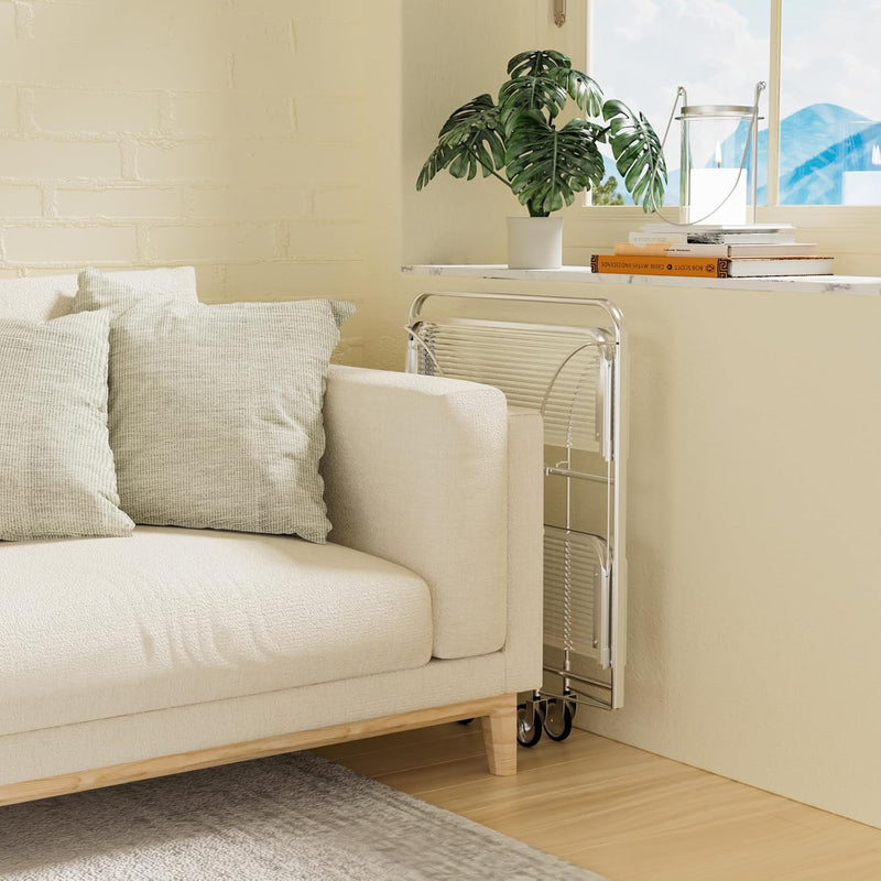 Folding Serving Trolley with Wheels 2 Tier Clear