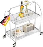 Folding Serving Trolley with Wheels 2 Tier Clear