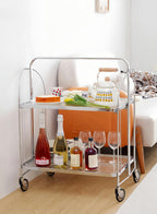Folding Serving Trolley with Wheels 2 Tier Clear