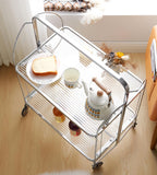 Folding Serving Trolley with Wheels 2 Tier Clear