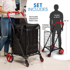 Folding Shopping Trolley Cart 50KG Capacity 360° Swivel