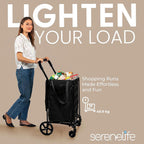 Folding Shopping Trolley Cart 50KG Capacity 360° Swivel