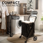 Folding Shopping Trolley Cart 50KG Capacity 360° Swivel