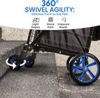 Folding Shopping Trolley Cart 50KG Capacity 360° Swivel