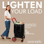 Folding Shopping Trolley Cart 50KG Capacity 360° Swivel