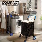 Folding Shopping Trolley Cart 50KG Capacity 360° Swivel
