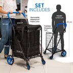 Folding Shopping Trolley Cart 50KG Capacity 360° Swivel