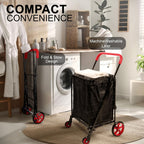 Folding Shopping Trolley Cart 50KG Capacity 360° Swivel