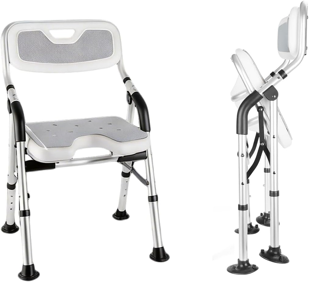 Folding Shower Chair Height Adjustable Non-Slip Seat