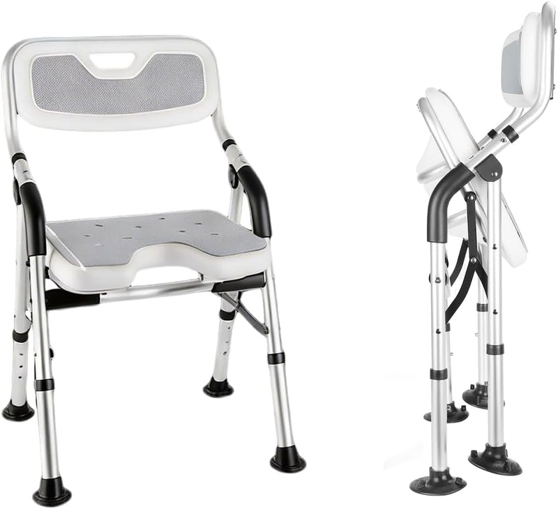 Folding Shower Chair Height Adjustable Non-Slip Seat