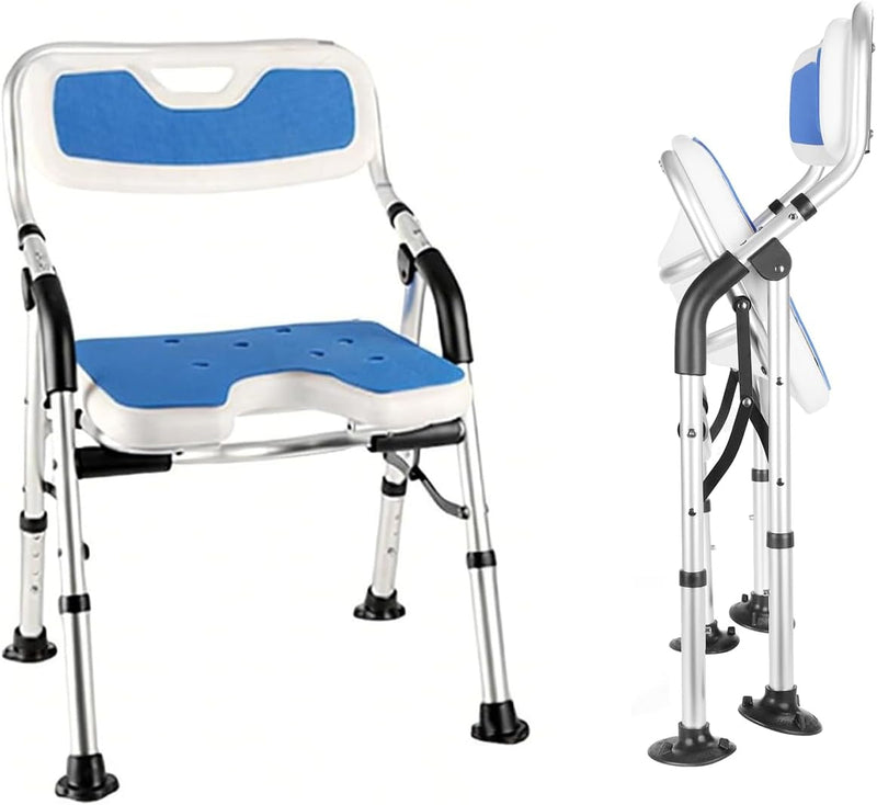 Folding Shower Chair Height Adjustable Non-Slip Seat