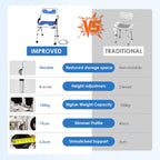 Folding Shower Chair Height Adjustable Non-Slip Seat
