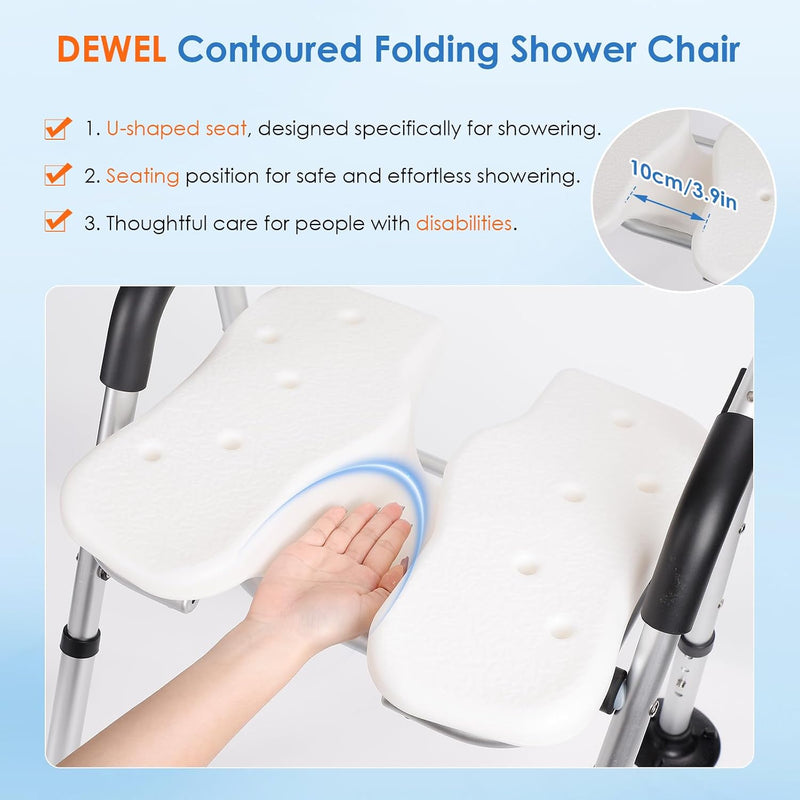 Folding Shower Chair Height Adjustable Non-Slip Seat
