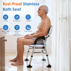 Folding Shower Chair Height Adjustable Non-Slip Seat