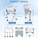 Folding Shower Chair Height Adjustable Non-Slip Seat