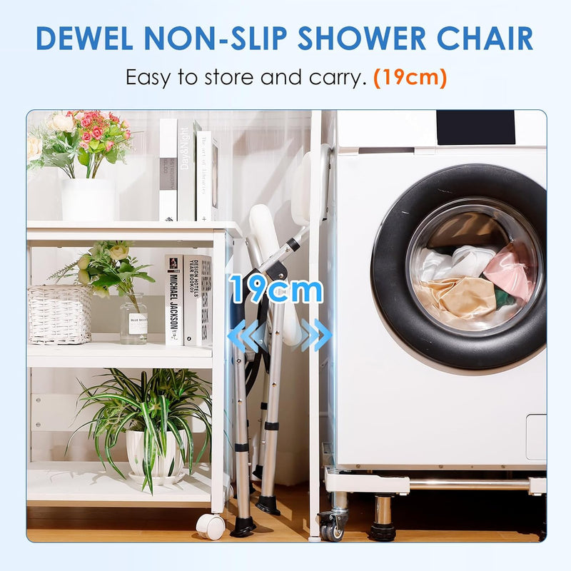 Folding Shower Chair Height Adjustable Non-Slip Seat