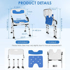 Folding Shower Chair Height Adjustable Non-Slip Seat