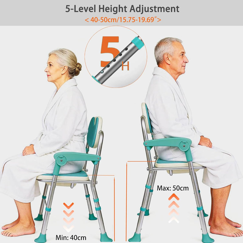 Folding Shower Chair with Arms Backrest 3d Grooved