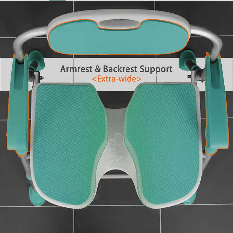 Folding Shower Chair with Arms Backrest 3d Grooved