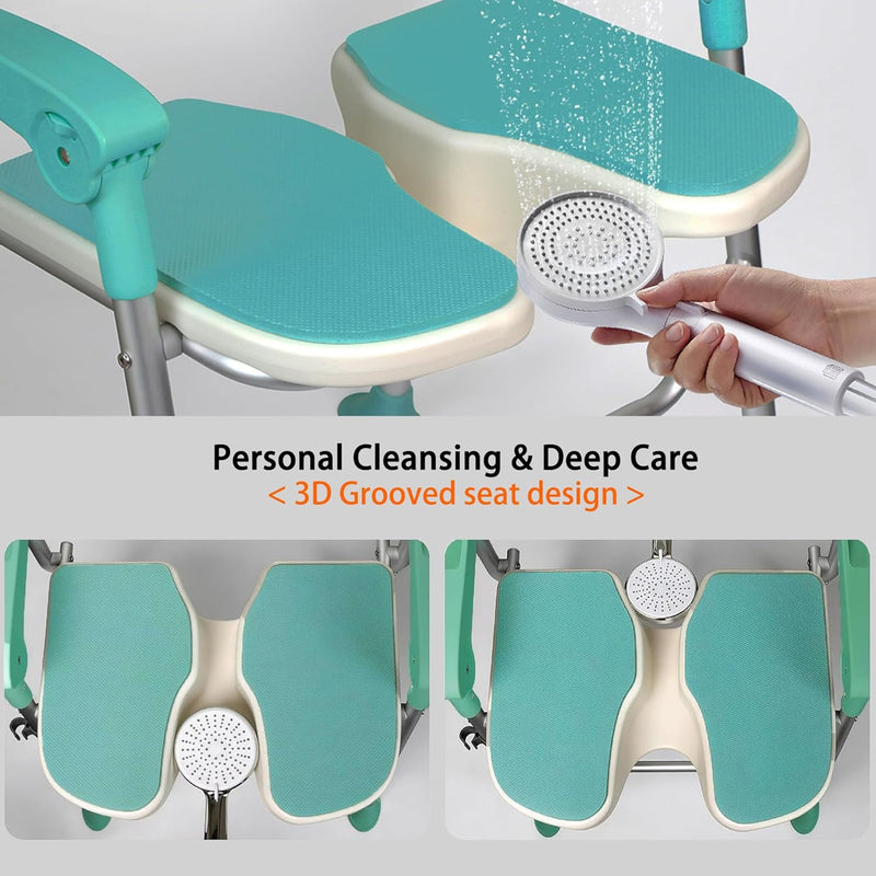 Folding Shower Chair with Arms Backrest 3d Grooved