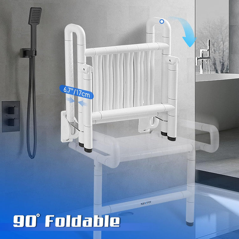 Folding Shower Seat Wall Mounted with Arms Legs