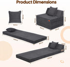 Folding Sofa Bed Convertible Boneless Couch with Pillow