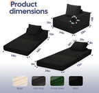 Folding Sofa Bed Convertible Boneless Couch with Pillow