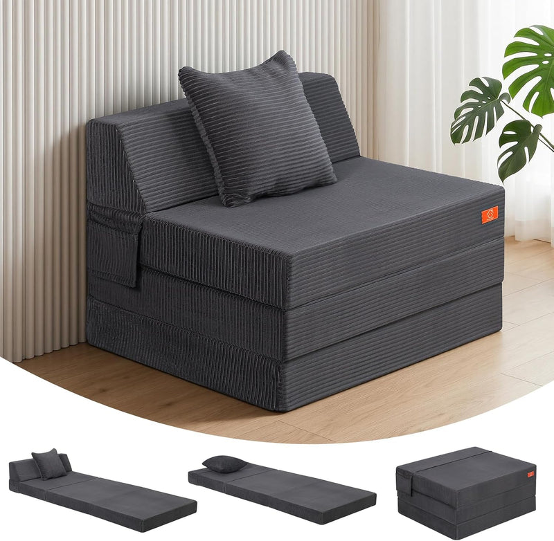 Folding Sofa Bed Convertible Boneless Couch with Pillow