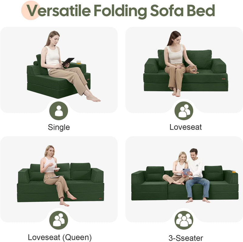 Folding Sofa Bed Convertible Boneless Couch with Pillow