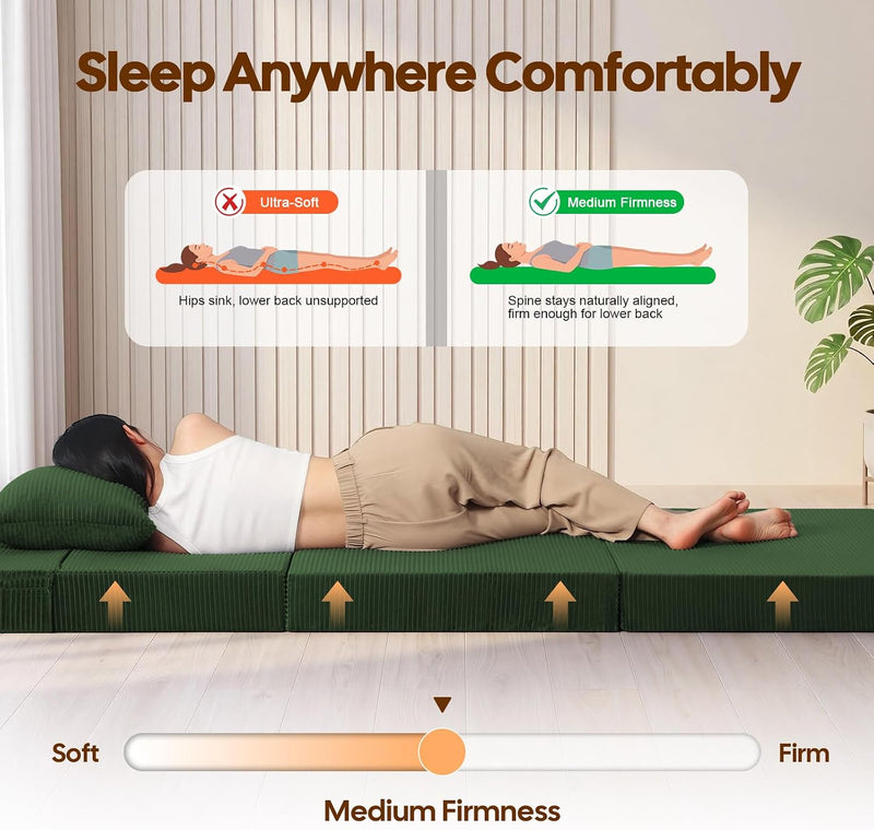 Folding Sofa Bed Convertible Boneless Couch with Pillow