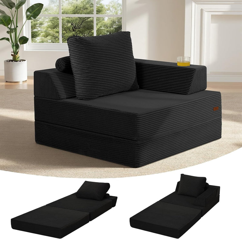Folding Sofa Bed Convertible Boneless Couch with Pillow