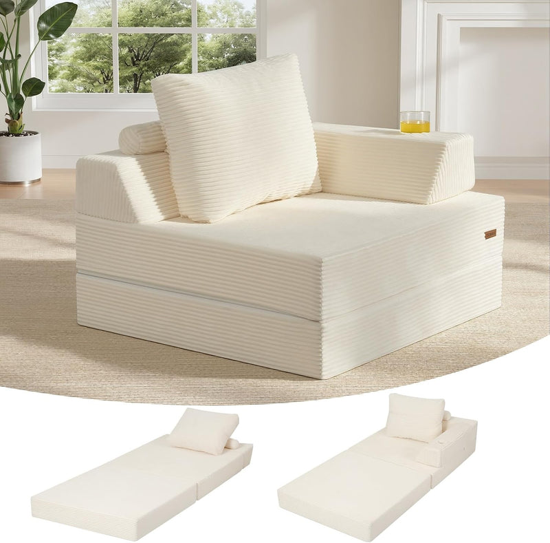 Folding Sofa Bed Convertible Boneless Couch with Pillow