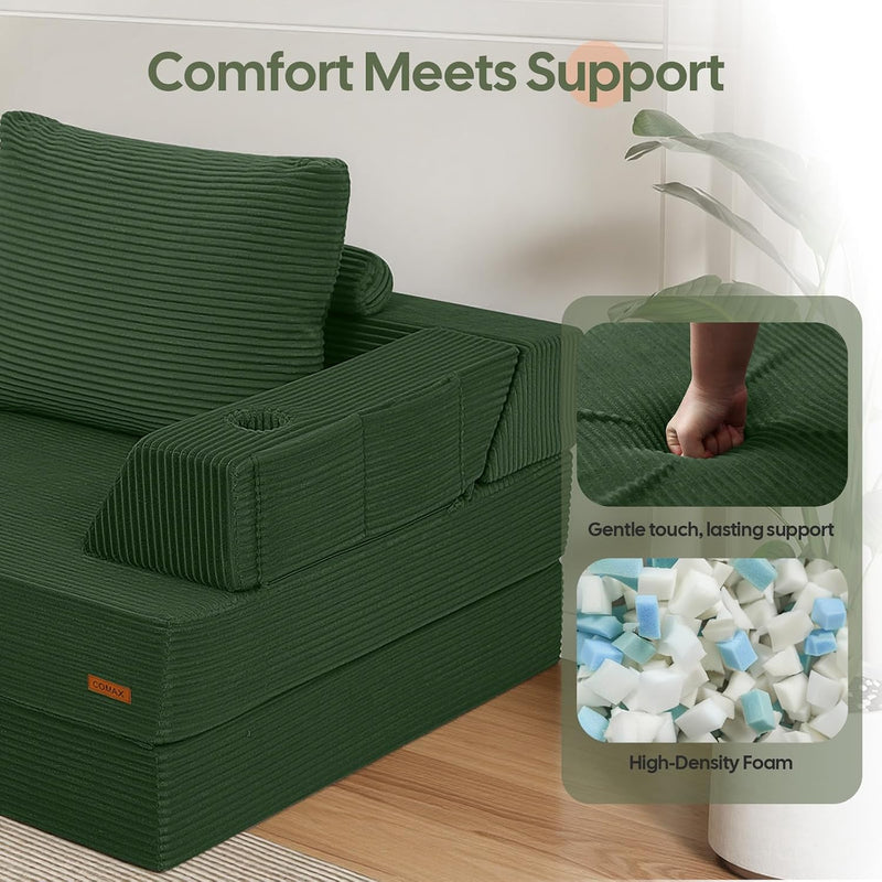 Folding Sofa Bed Convertible Boneless Couch with Pillow