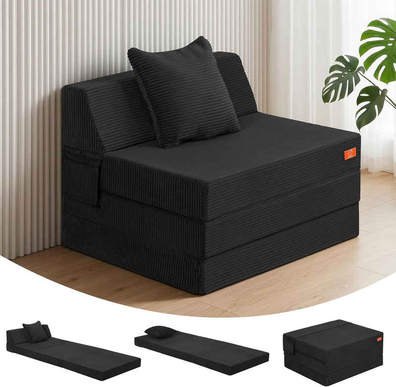 Folding Sofa Bed Convertible Boneless Couch with Pillow