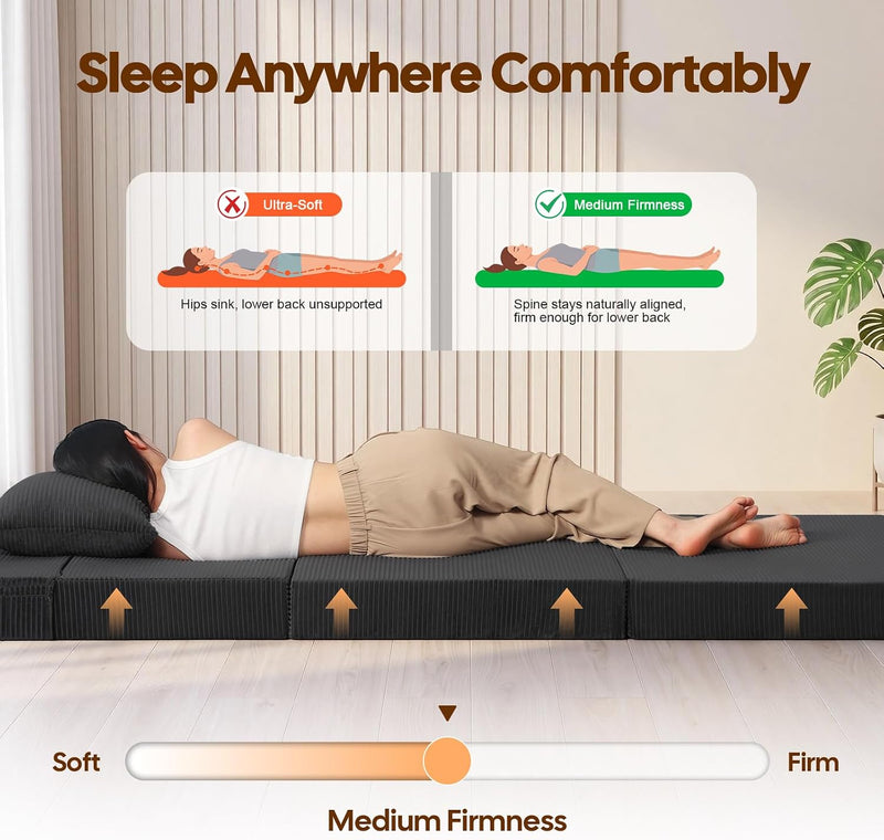 Folding Sofa Bed Convertible Boneless Couch with Pillow