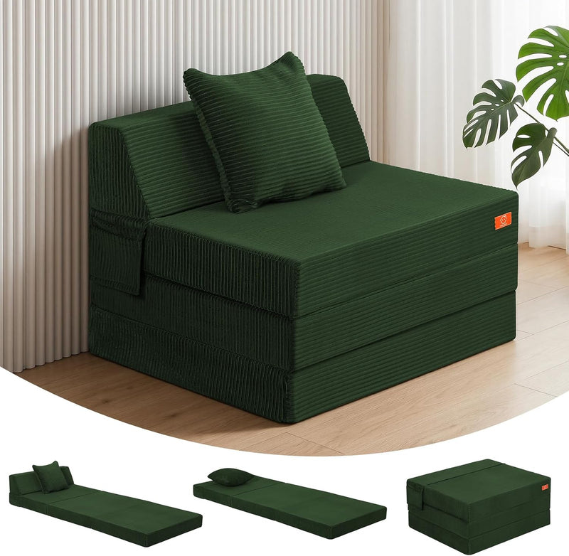 Folding Sofa Bed Convertible Boneless Couch with Pillow